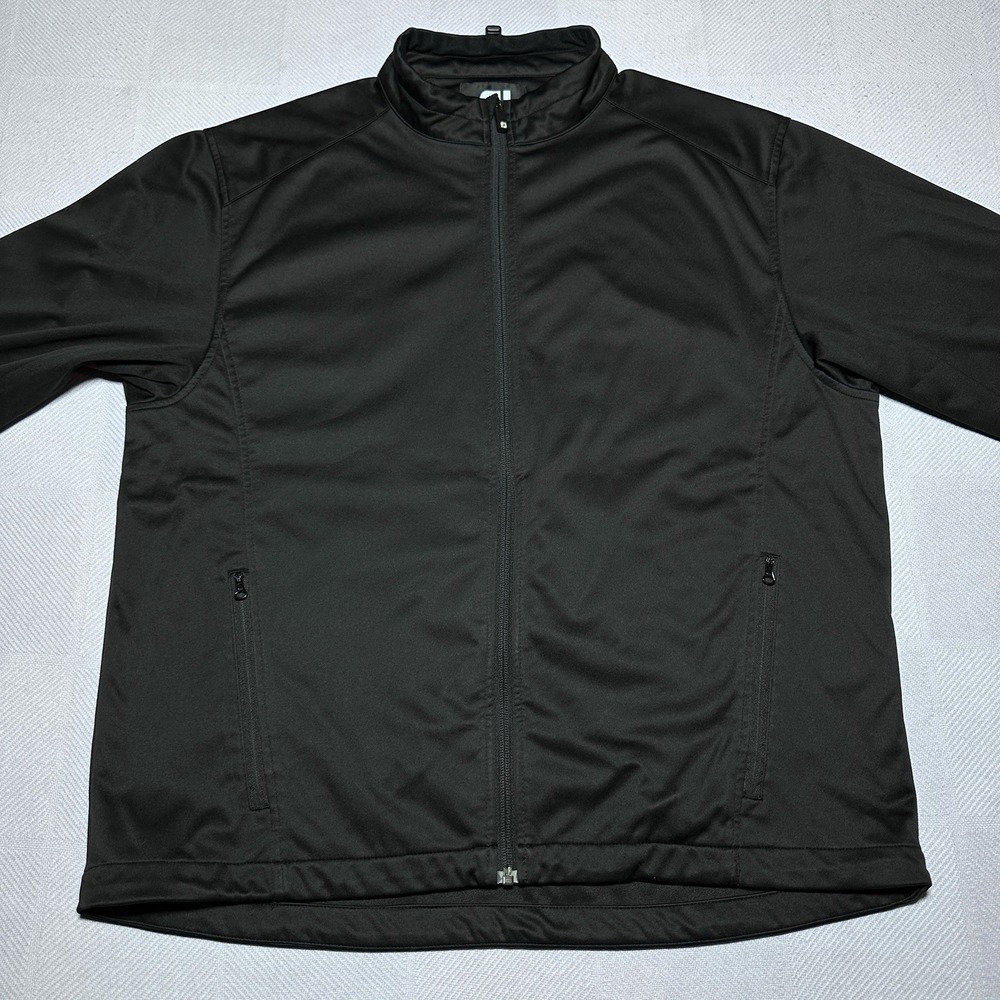 FootJoy FJ Jacket Mens Size Large Black Softshell Performance Pockets Full Zip - Picture 3 of 13